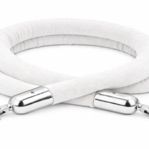 Afzetkoord zilver/wit met chromen kop 1,6m