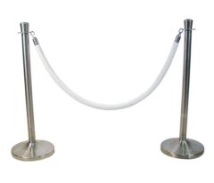 Afzetkoord zilver/wit met chromen kop 1,6 meter