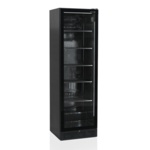 Flessenkoelkast zwart met glazen deur 400L