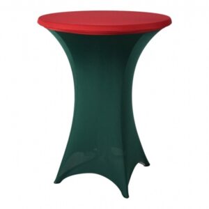 Statafelrok stretch kerstgroen met rode tophoes