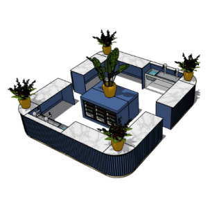 Eilandbar Marble Blue 520x580x110cm